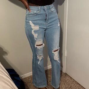 Stylish Light Blue Distressed Women Jeans